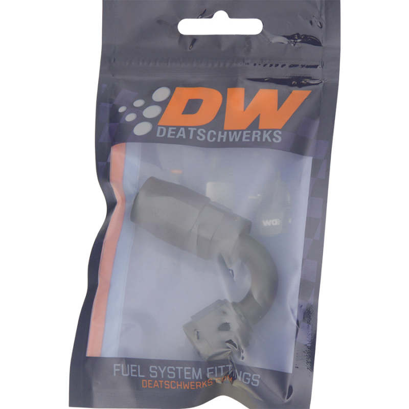 DeatschWerks 6 AN Female Flare Swivel 120-Degree Hose End CPE - Anodized Matte Black -  Shop now at Performance Car Parts