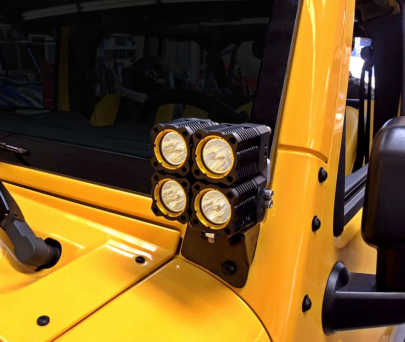 KC HiLiTES 07-18 Jeep JK A-Pillar Windshield Light Mount Bracket Set (Pair) - Black -  Shop now at Performance Car Parts