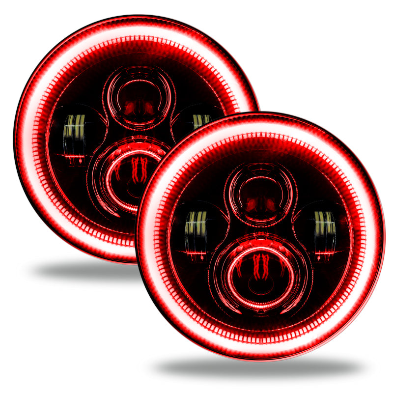 Oracle 7in High Powered LED Headlights - Black Bezel - Red -  Shop now at Performance Car Parts