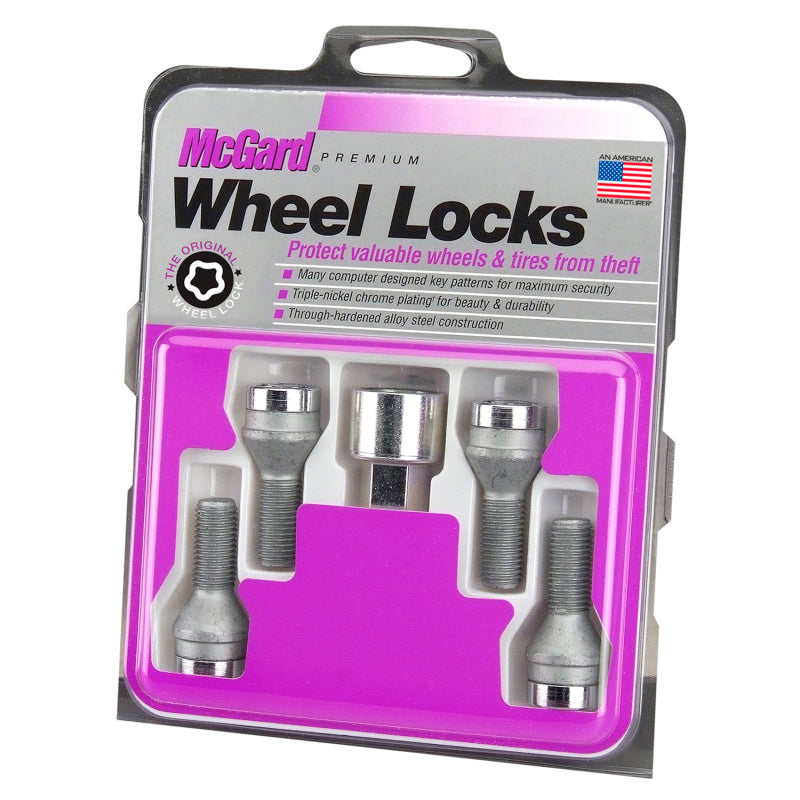 McGard Wheel Lock Bolt Set - 4pk. (Cone Seat) M12X1.5 / 17mm Hex / 25.5mm Shank Length - Chrome -  Shop now at Performance Car Parts