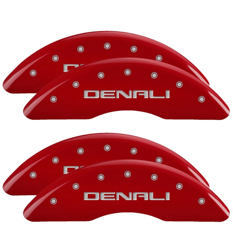 MGP 4 Caliper Covers Engraved Front & Rear Denali Red finish silver ch -  Shop now at Performance Car Parts