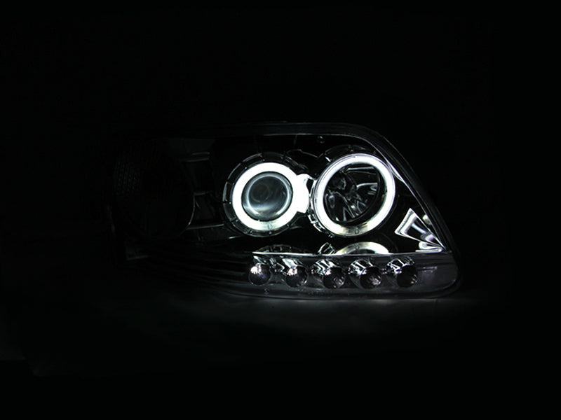 ANZO 1997.5-2003 Ford F-150 Projector Headlights w/ Halo Chrome 1pc -  Shop now at Performance Car Parts