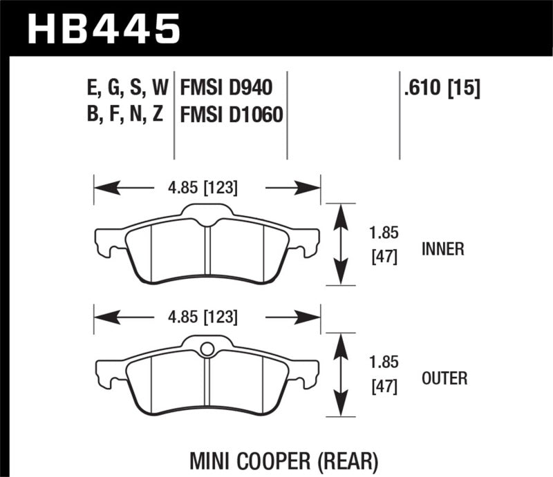 Hawk 02-06 Mini Cooper / Cooper S HPS Street Rear Brake Pads -  Shop now at Performance Car Parts