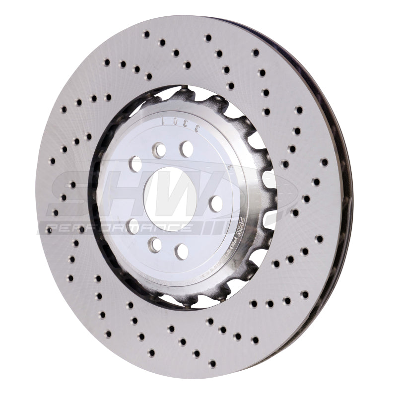 SHW 18-21 BMW M5 4.4L Right Rear Cross-Drilled Lightweight Brake Rotor (34217991104) -  Shop now at Performance Car Parts
