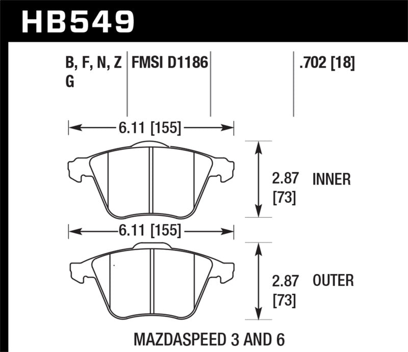 Hawk 2007-2013 Mazda 3 Mazdaspeed HPS 5.0 Front Brake Pads -  Shop now at Performance Car Parts