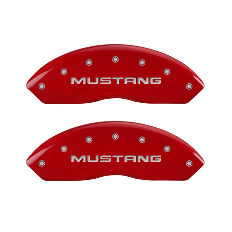 MGP 4 Caliper Covers Engraved Front Mustang Engraved Rear Pony Red finish silver ch -  Shop now at Performance Car Parts