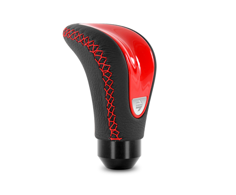 Momo Combat Evo Shift Knob - Black Leather, Red Insert, Red Stitching -  Shop now at Performance Car Parts