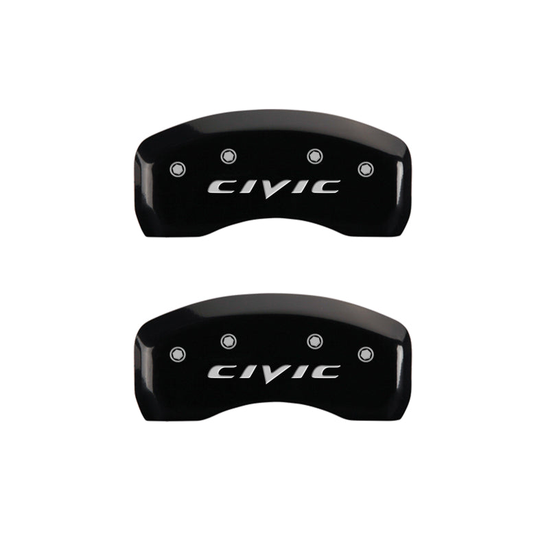 MGP 4 Caliper Covers Engraved Front 2015/Civic Engraved Rear 2015/Civic Black finish silver ch