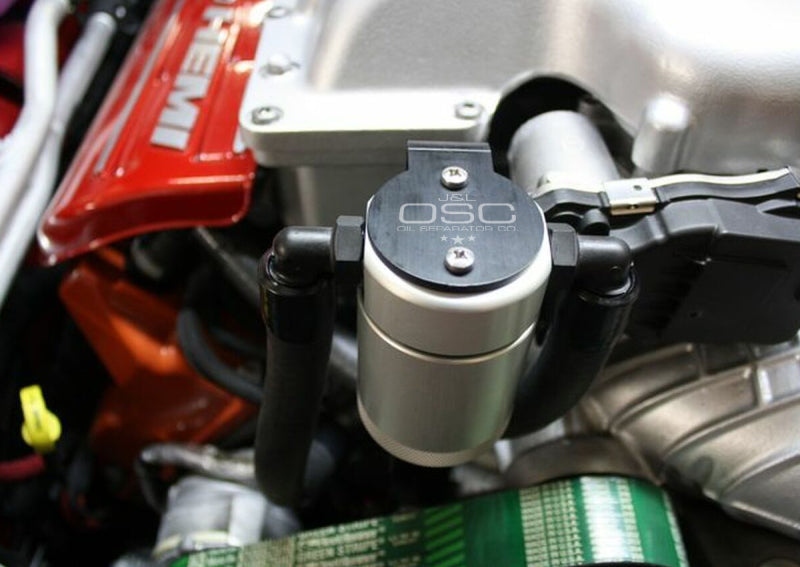 J&amp;L 15-24 Dodge Hellcat/Demon 6.2L Hemi Passenger Side Oil Separator 3.0 - Clear Anodized -  Shop now at Performance Car Parts
