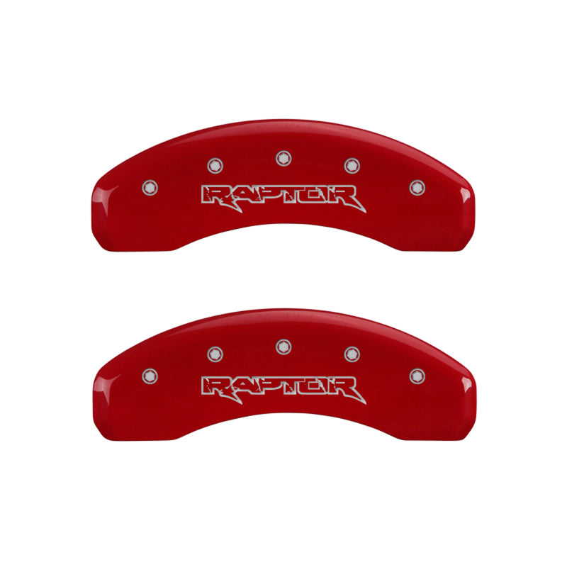 MGP 4 Caliper Covers Engraved Front & Rear Raptor Red finish silver ch -  Shop now at Performance Car Parts