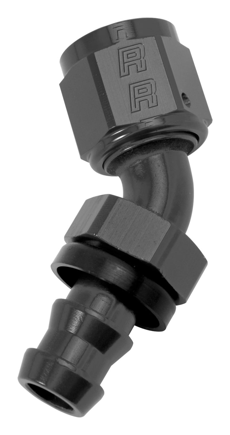 Russell Performance -8 AN Twist-Lok 45 Degree Hose End (Black) -  Shop now at Performance Car Parts