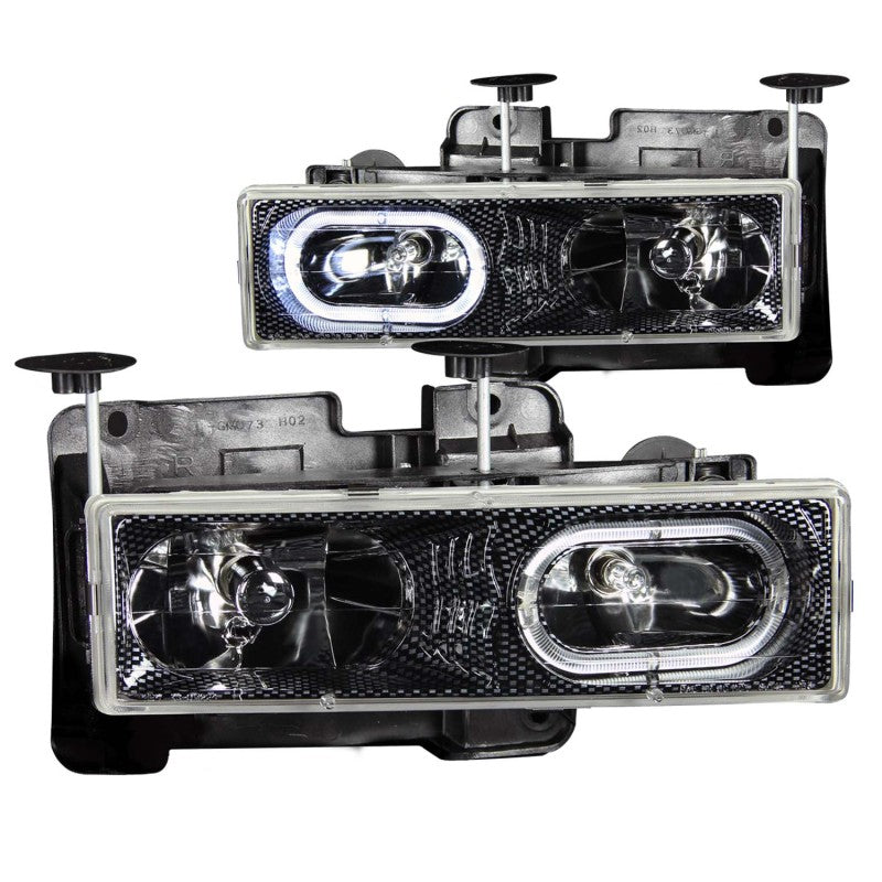 ANZO 1988-1998 Chevrolet C1500 Crystal Headlights Carbon w/ Halo -  Shop now at Performance Car Parts