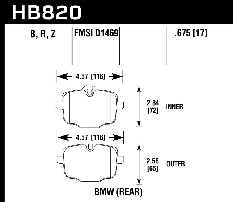 Hawk 12-17 BMW M6 / 14-17 BMW M6 Gran Coupe / 13-16 BMW M5 HPS 5.0 Rear Brake Pads -  Shop now at Performance Car Parts