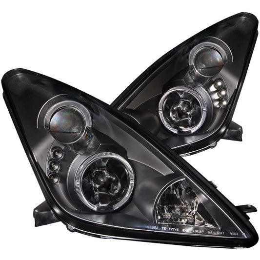 ANZO 2000-2005 Toyota Celica Projector Headlights w/ Halo Black - Performance Car Parts