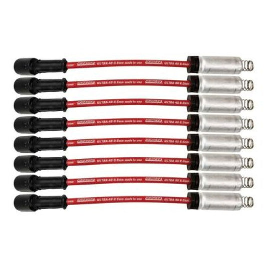 Moroso GM LS/LT 8.5mm Ultra 40 11in Long Wire Set w/Alum Heatshield - Red