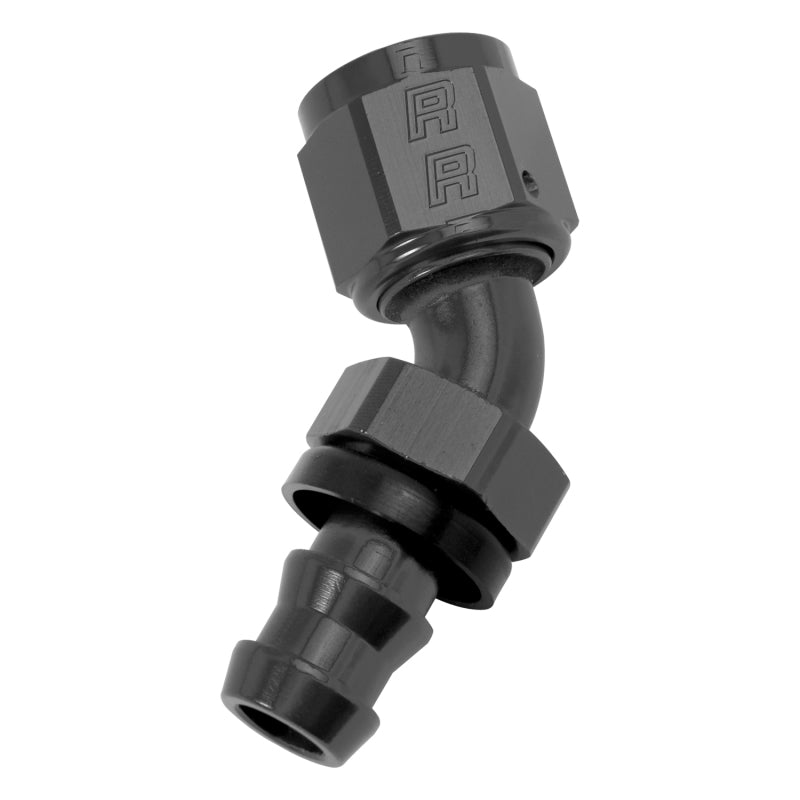 Russell Performance -6 AN Twist-Lok 45 Degree Hose End (Black) -  Shop now at Performance Car Parts