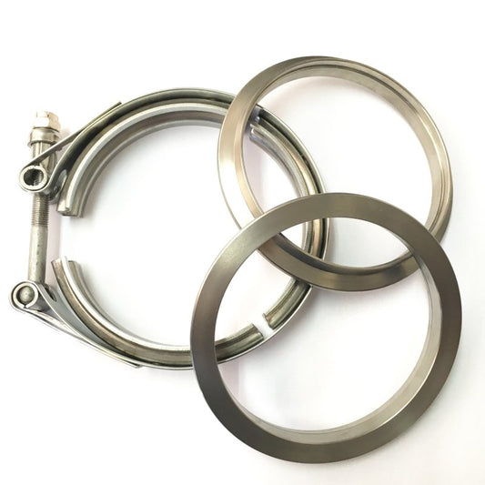 Ticon Industries 3.5in Titanium V-Band Clamp Assembly (2 Flanges/1 Clamp) -  Shop now at Performance Car Parts