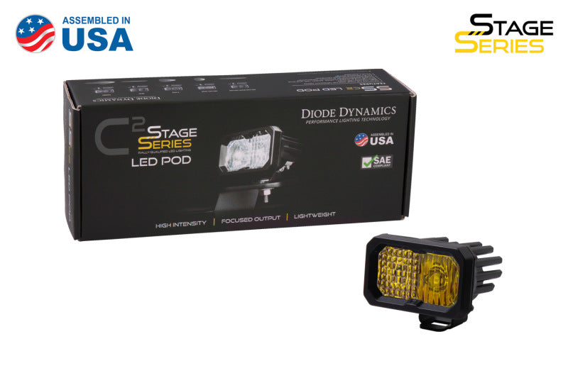 Diode Dynamics Stage Series 2 In LED Pod Sport - Yellow Flood Standard ABL Each -  Shop now at Performance Car Parts