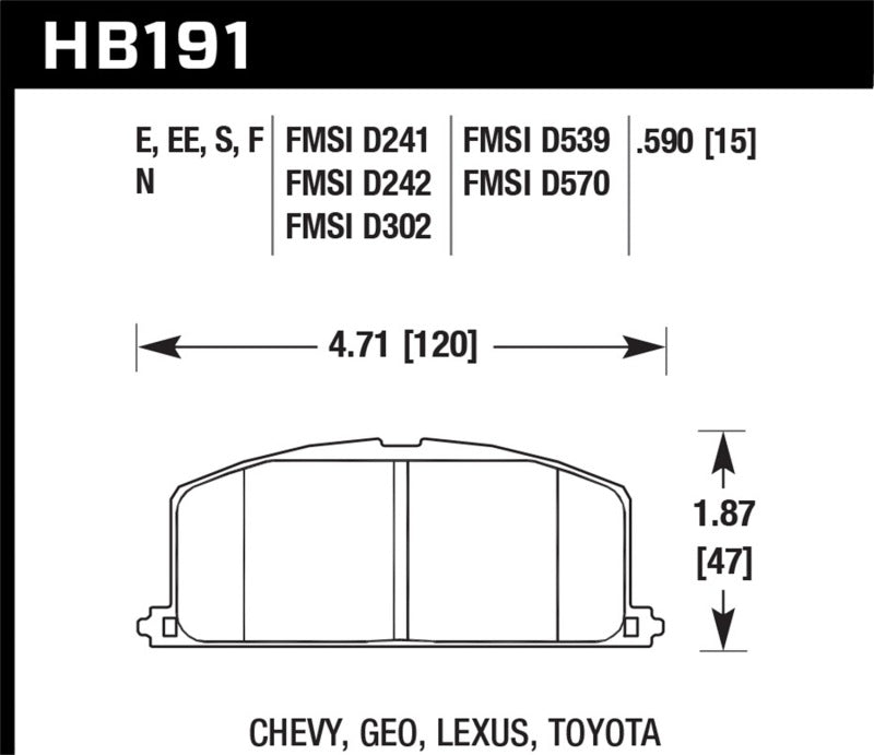 Hawk 87 Toyota Corolla FX16 / All Toyota MR2 HPS Street Front Brake Pads ( FMSI p/n D242 MUST CALL) -  Shop now at Performance Car Parts