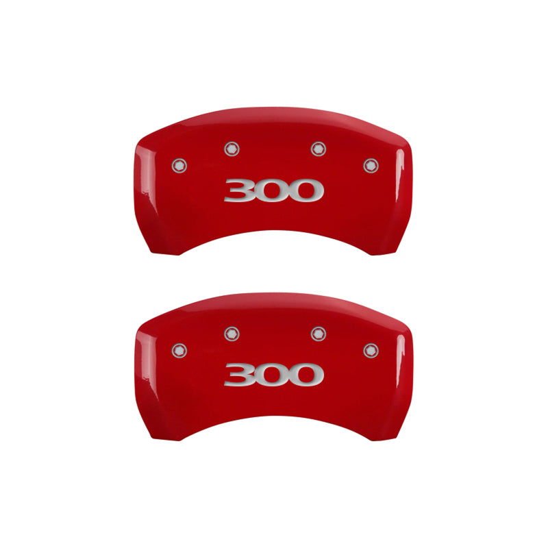 MGP 4 Caliper Covers Engraved Front & Rear 300 Red finish silver ch -  Shop now at Performance Car Parts