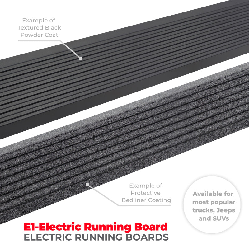 Go Rhino 21-23 Ford Bronco 2dr E-BOARD E1 Electric Running Board Kit (No Drill) - Tex. Blk -  Shop now at Performance Car Parts