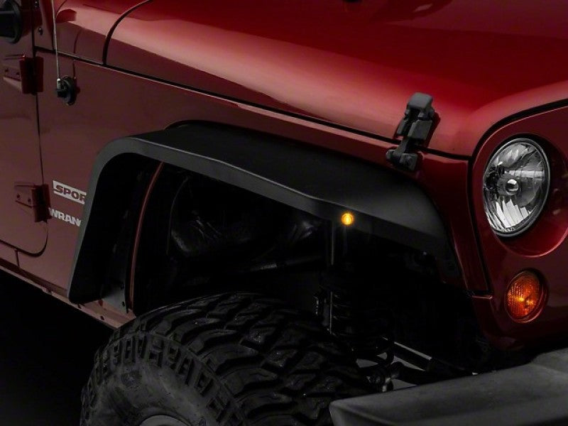 Officially Licensed Jeep 07-18 Jeep Wrangler JK Slim Fender Flares w/ Jeep Logo- Front -  Shop now at Performance Car Parts
