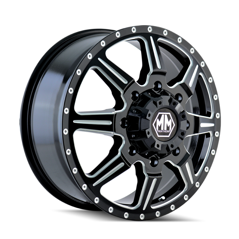 Mayhem 8101 Monstir 20x8.25 / 8x165.1 BP / 127mm Offset / 116.7mm Hub Front Blk- Milled Spokes Wheel -  Shop now at Performance Car Parts