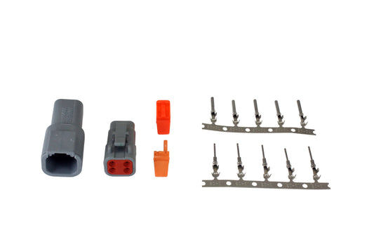 AEM DTM-Style 4-Way Connector Kit w/ Plug / Receptacle / Wedge Locks / 5 Female Pins / 5 Male Pins - Performance Car Parts
