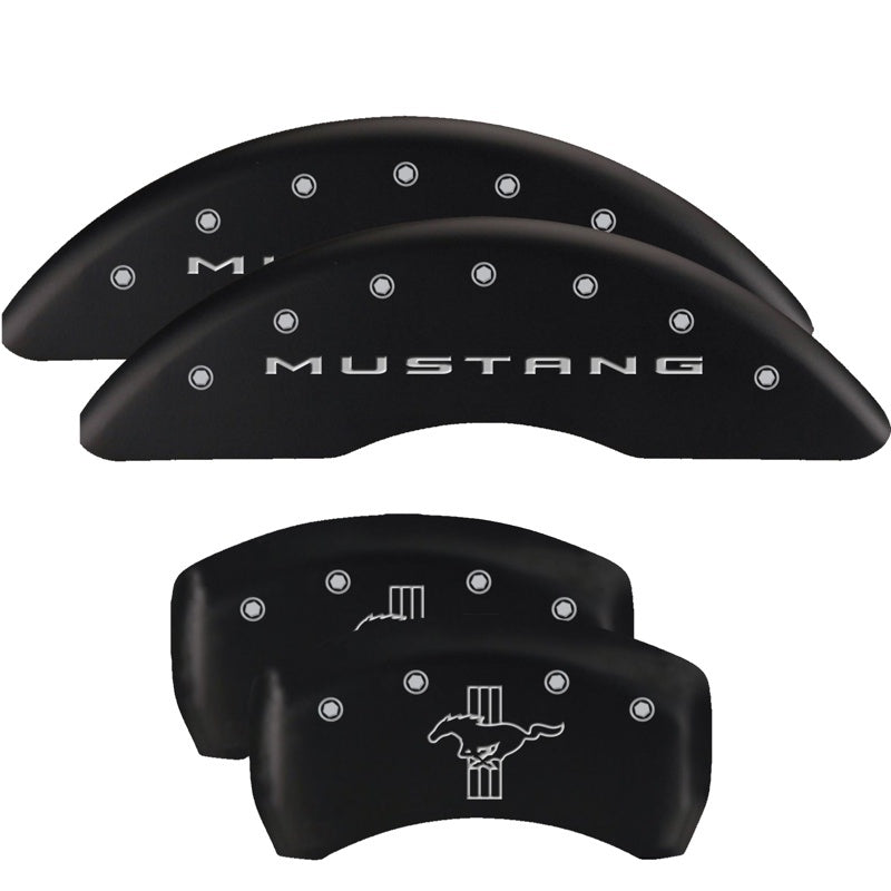 MGP 4 Caliper Covers Engraved Front 2015/Mustang Engraved Rear 2015/Bar & Pony Black finish slvr ch -  Shop now at Performance Car Parts