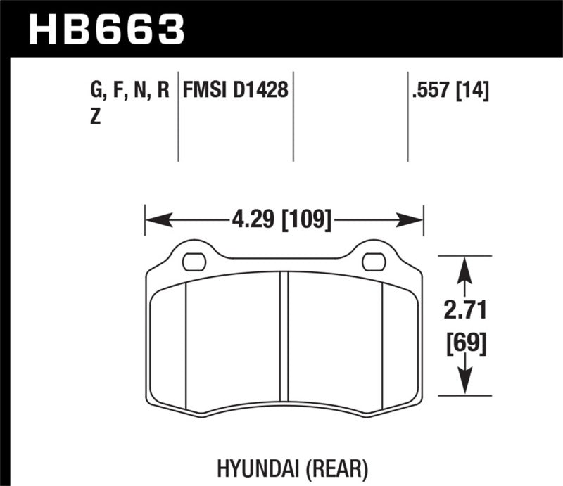 Hawk 10 Hyundai Genesis Coupe (Track w/ Brembo Brakes) HP+ Autocross 14mm Rear Brake Pads -  Shop now at Performance Car Parts