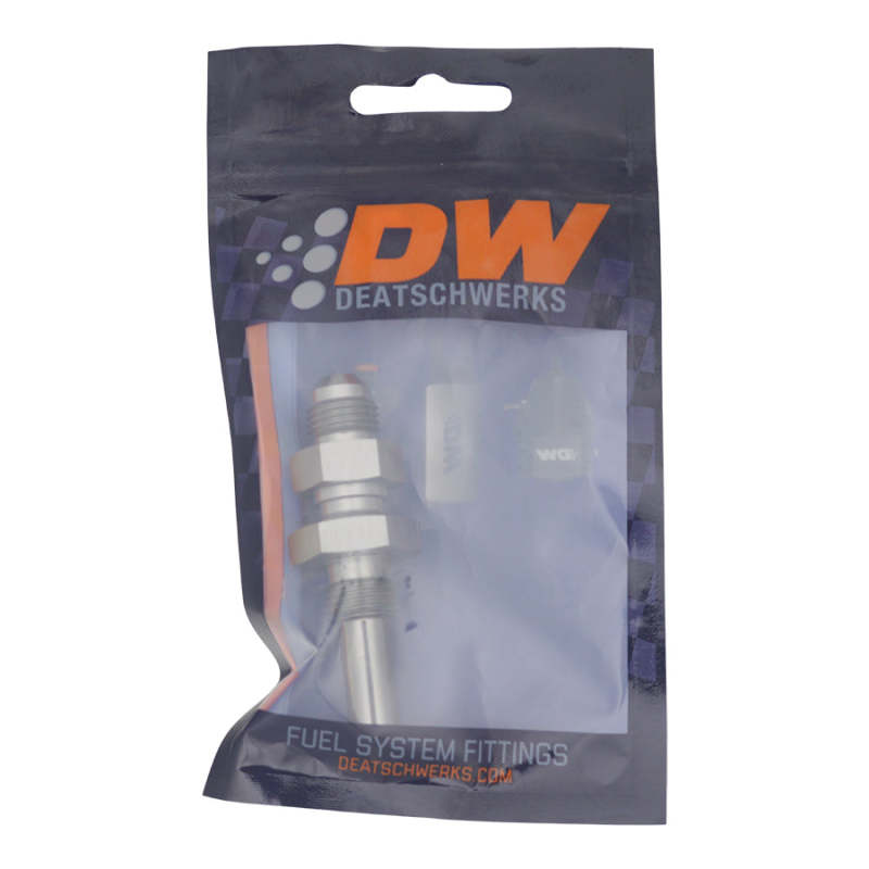 DeatschWerks 6AN Male Flare to Straight 3/8in Single Hose Barb - Anodized DW Titanium -  Shop now at Performance Car Parts