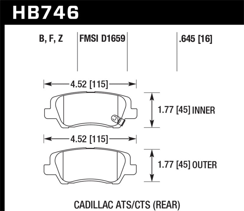 Hawk Cadillac 13-16 ATS / 14-15 CTS Performance Ceramic Rear Brake Pads -  Shop now at Performance Car Parts