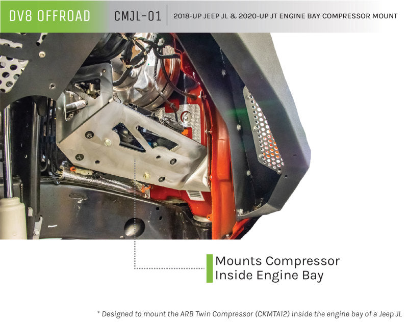 DV8 Offroad 2018+ Jeep JL / JT Engine Bay Compressor Mount -  Shop now at Performance Car Parts