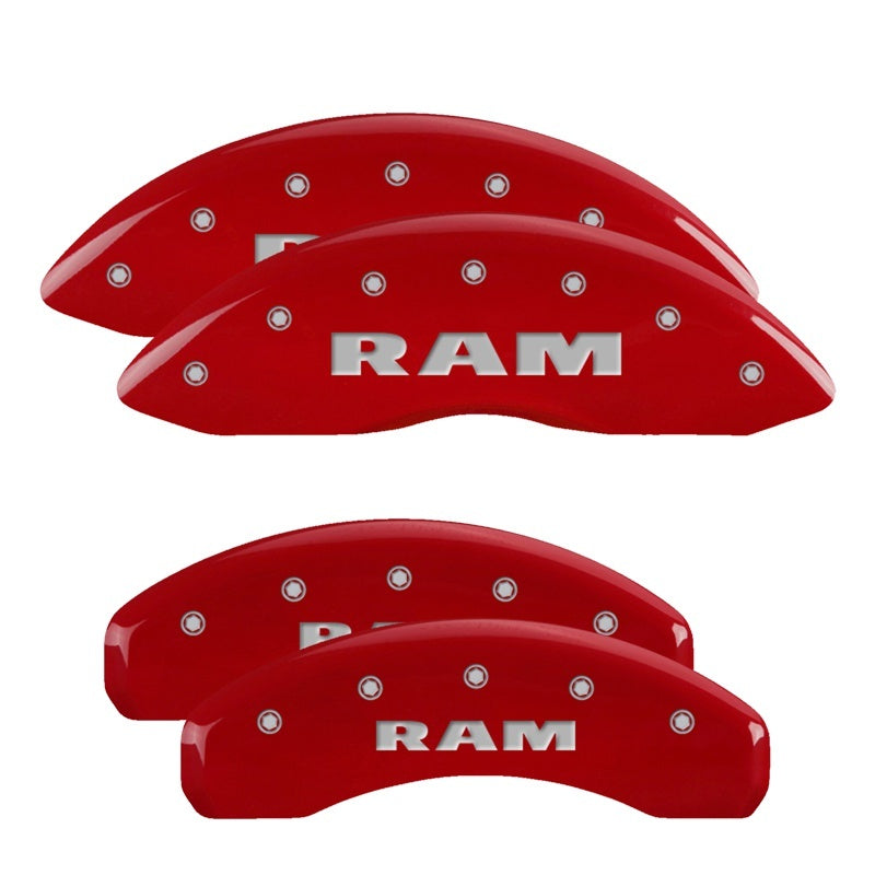 MGP 4 Caliper Covers Engraved Front & Rear RAM Red finish silver ch -  Shop now at Performance Car Parts