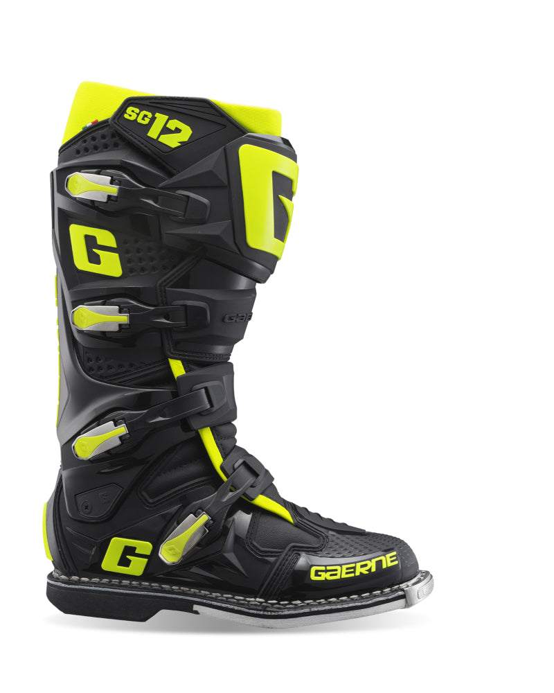 Gaerne SG12 Boot Black/Fluorescent Yellow Size - 11 -  Shop now at Performance Car Parts