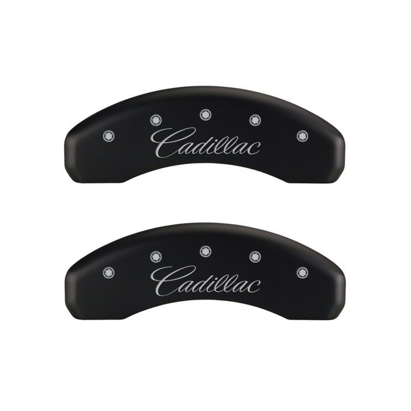 MGP 4 Caliper Covers Engraved Front & Rear Cursive/Cadillac Red finish silver ch -  Shop now at Performance Car Parts