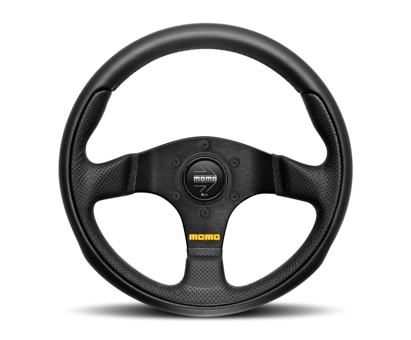 Momo Team Steering Wheel 300 mm - 4 Black Leather/Black Spokes -  Shop now at Performance Car Parts