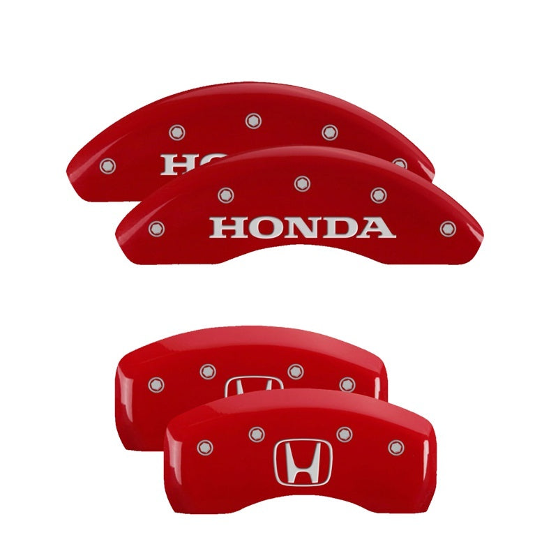 MGP 4 Caliper Covers Engraved Front Honda Engraved Rear H Logo Red finish silver ch -  Shop now at Performance Car Parts
