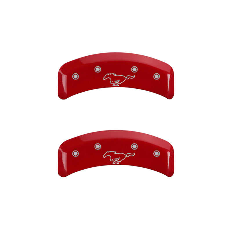 MGP 4 Caliper Covers Engraved Front Mustang Engraved Rear Pony Red finish silver ch -  Shop now at Performance Car Parts