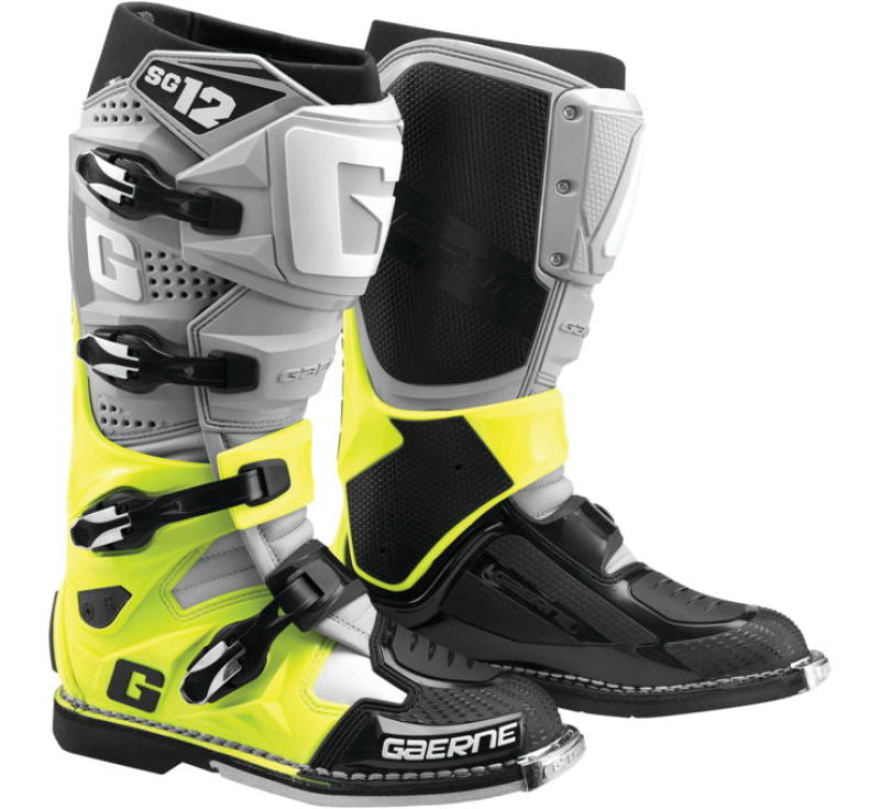 Gaerne SG12 Boot Grey/Fluorescent Yellow/Black Size - 10.5 -  Shop now at Performance Car Parts
