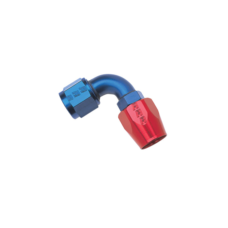 Russell Performance -8 AN Red/Blue 90 Degree Full Flow Hose End -  Shop now at Performance Car Parts
