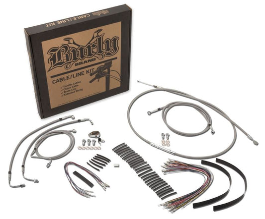 Burly Brand 97-99 H-D Control Kit 13in Bagger Bar - Stainless Steel