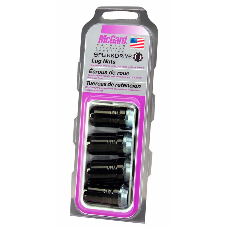 McGard SplineDrive Lug Nut (Cone Seat) M14X1.5 / 1.648in. Length (4-Pack) - Black (Req. Tool) -  Shop now at Performance Car Parts