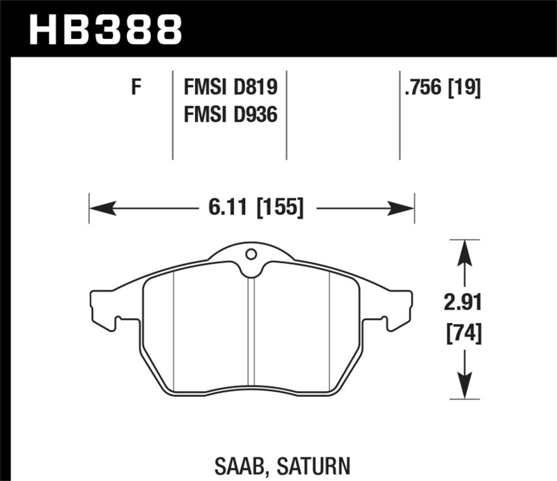 Hawk 99-02 Saab 9-3/99-04 Saab 9-5 D819 HPS Street Front Brake Pads -  Shop now at Performance Car Parts