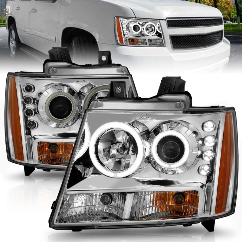 ANZO 2007-2013 Chevrolet Avalanche Projector Headlights w/ Halo Chrome -  Shop now at Performance Car Parts
