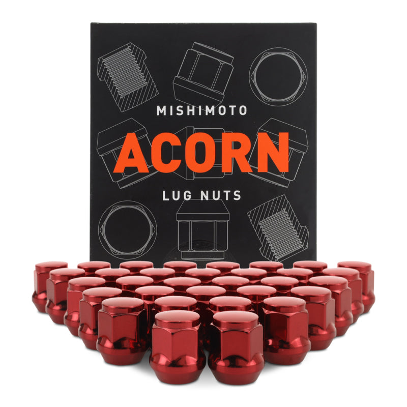 Mishimoto Steel Acorn Lug Nuts M14 x 1.5 - 32pc Set - Red -  Shop now at Performance Car Parts