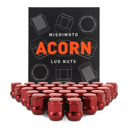 Mishimoto Steel Acorn Lug Nuts M14 x 1.5 - 32pc Set - Red