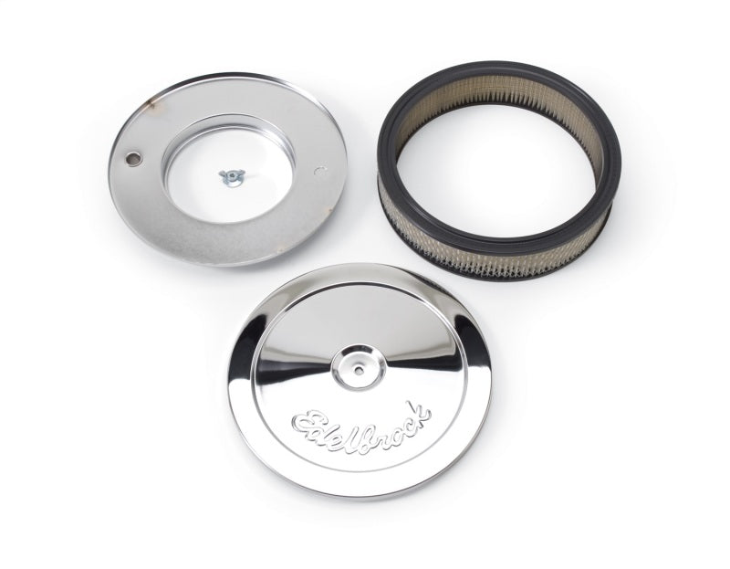 Edelbrock Air Cleaner Pro-Flo Series Round Steel Top Paper Element 10In Dia X 3 5In Chrome