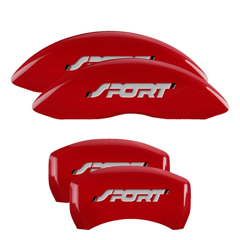MGP 4 Caliper Covers Engraved Front & Rear No bolts/Sport Red finish silver ch -  Shop now at Performance Car Parts